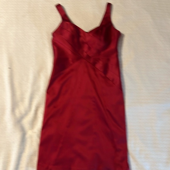 Coral long lace dress fully lined halter top, back slit - Picture 2 of 9